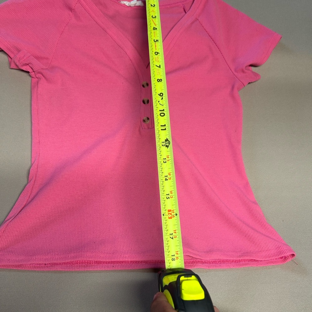 Pink V-Neck Buttoned Top - Picture 3 of 5